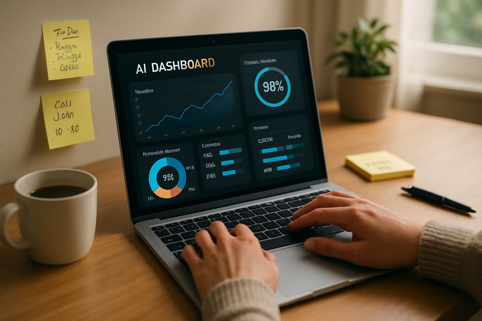AI adoption consulting dashboard on SMB workplace laptop