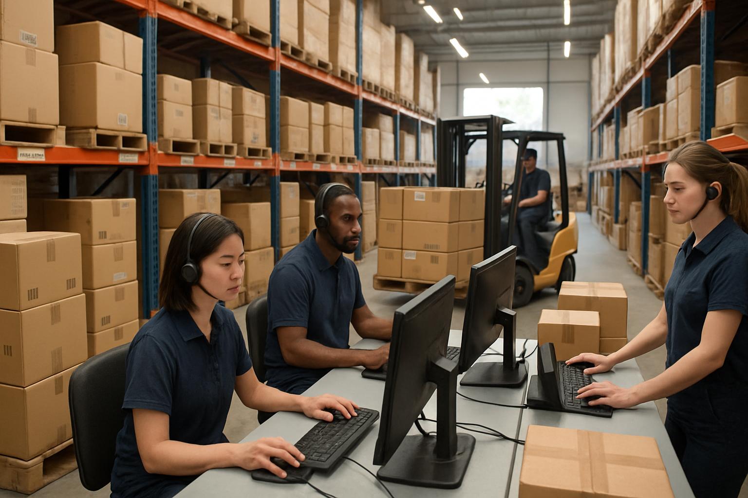 Retail stockroom using AI in retail for logistics and inventory management.