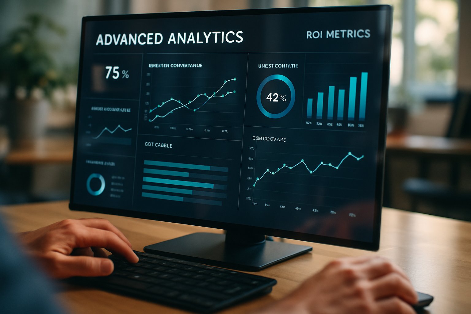 AI Adoption with analytics dashboard showing ROI improvements
