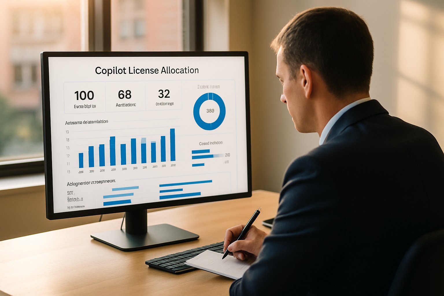Professional auditing Unused Copilot licenses on a real-world dashboard.