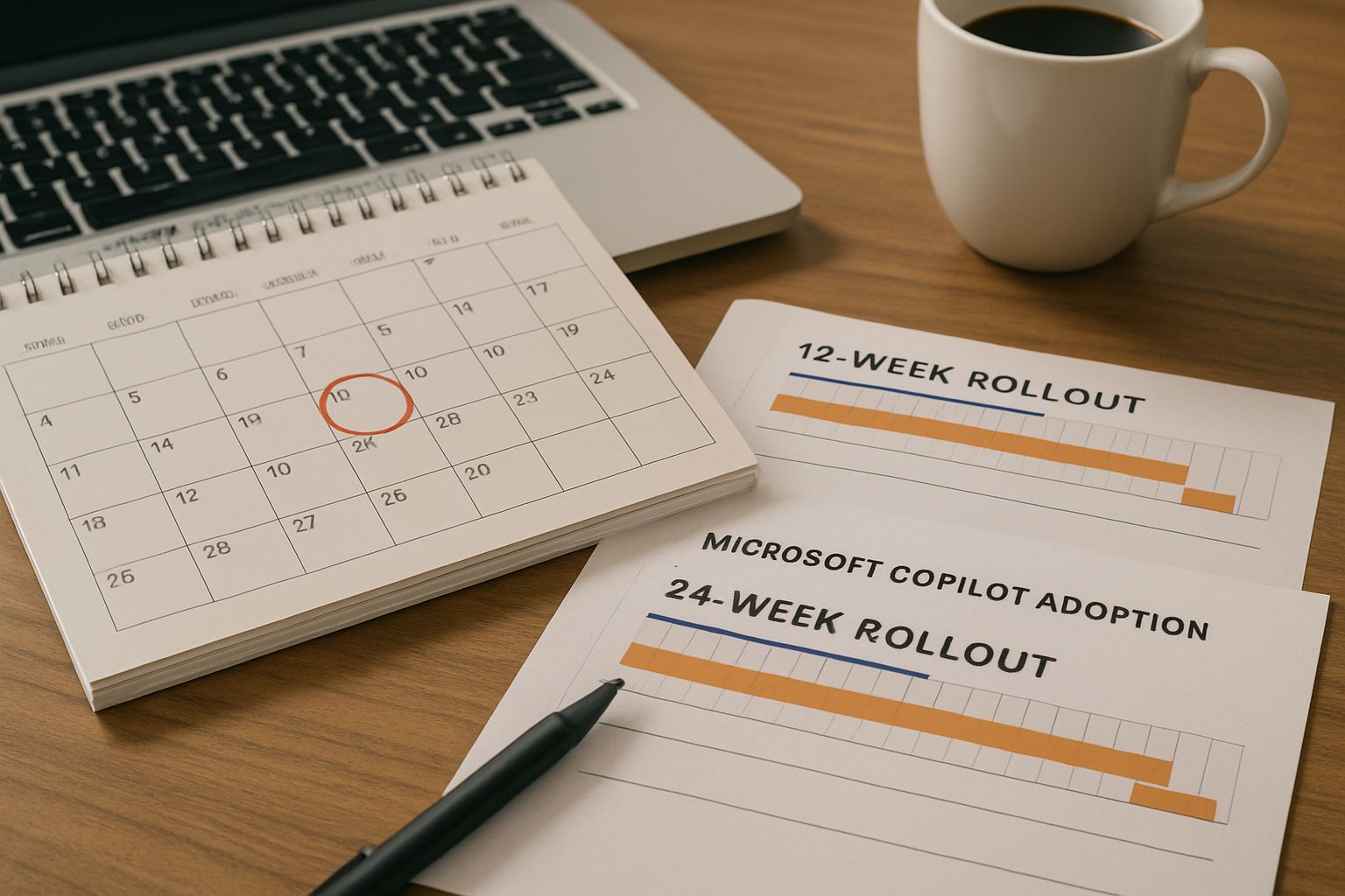Microsoft Copilot Adoption timelines with 12-week and 24-week rollout options
