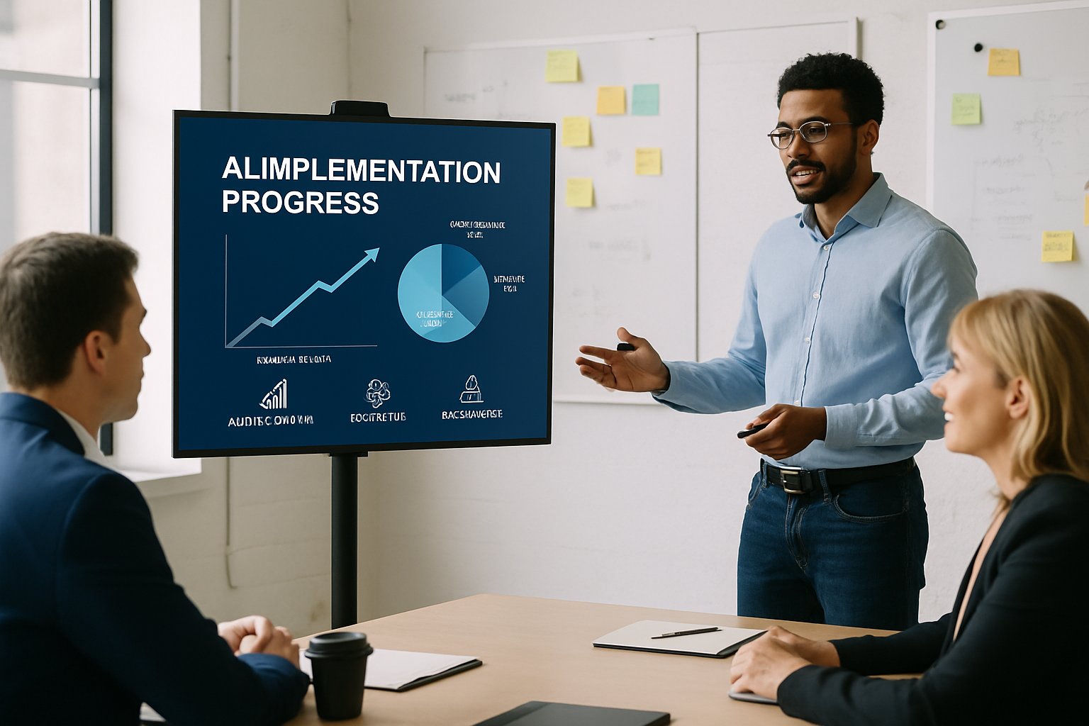 Data scientist presenting solutions for the AI execution gap to executives.