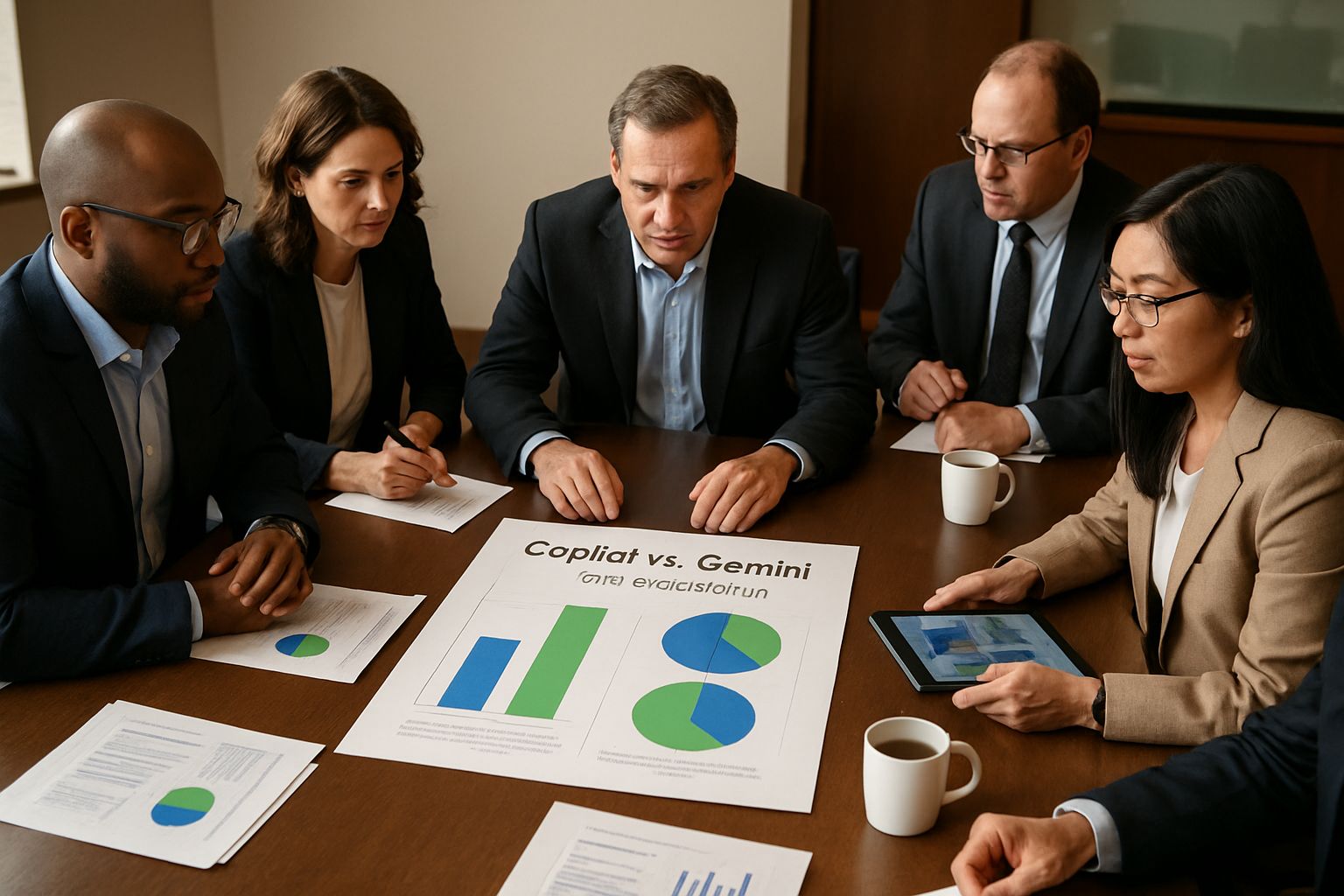 Executives compare Copilot vs Gemini for Workspace using real documents and charts.