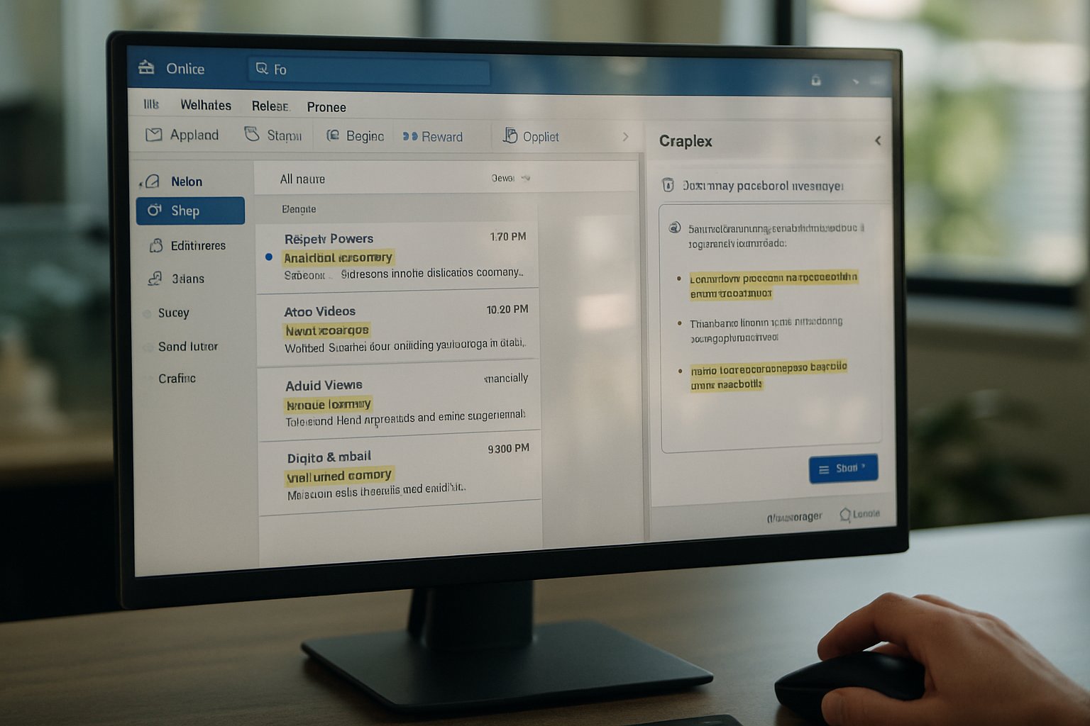 Artificial intelligence adoption in action as Copilot efficiently sorts Outlook emails.