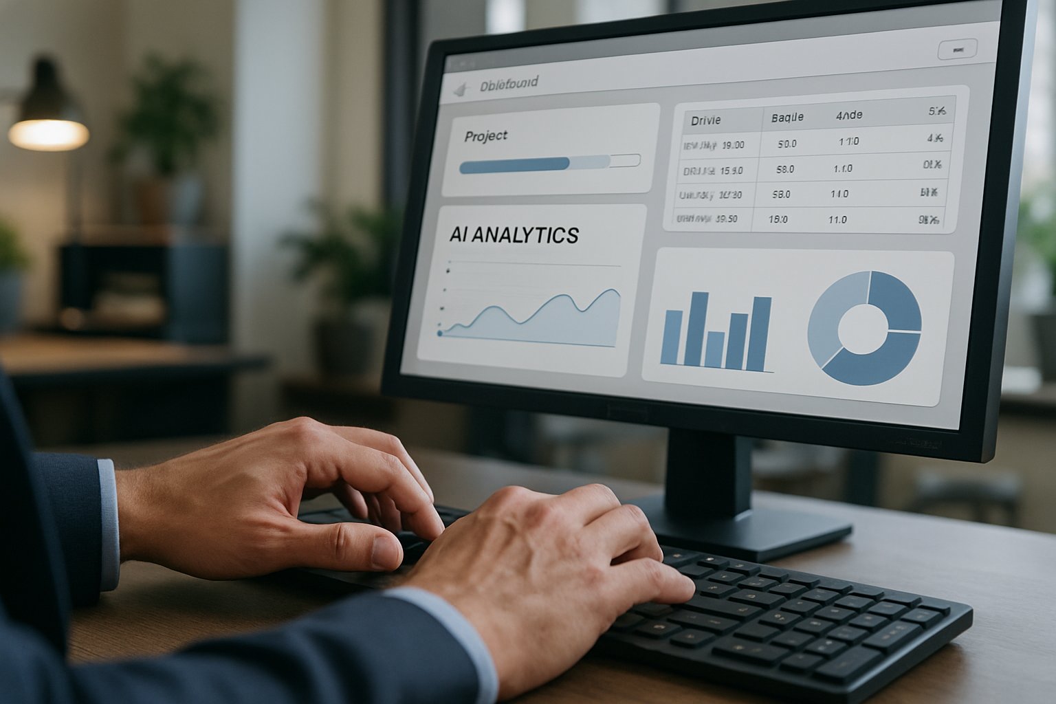 Professional using incremental AI tools for business process optimization.