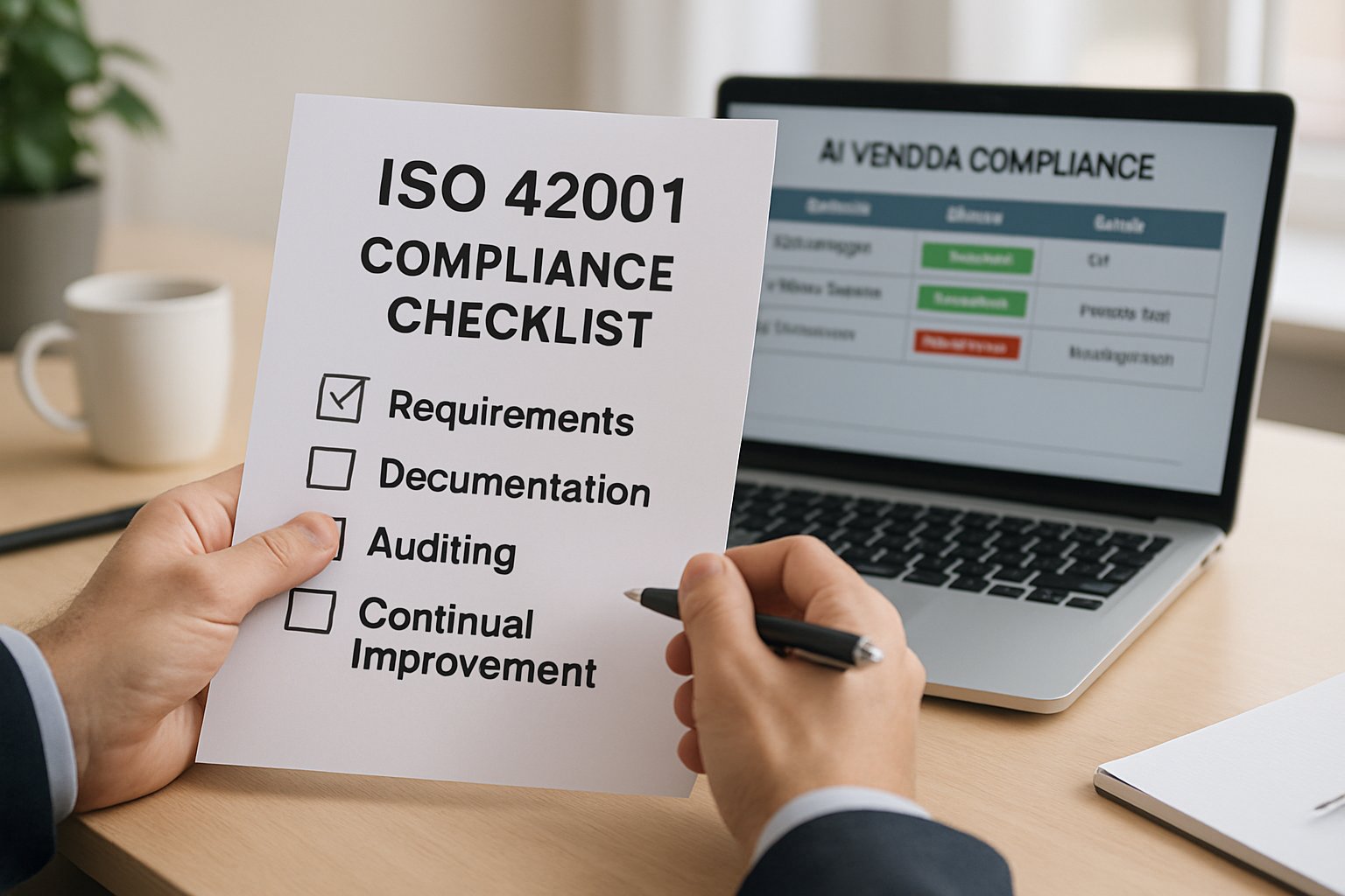ISO 42001 compliance checklist for enterprise AI vendor evaluation.