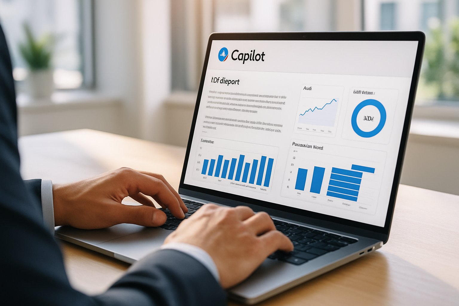 Professional tracks Copilot Pilot Success on laptop KPI dashboard.