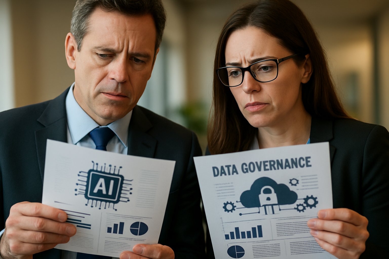 Business leaders discussing AI governance for enterprise deployment.