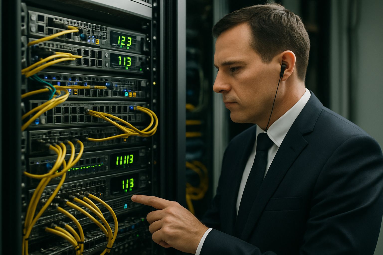 Secure banking server room under AI technology adoption review.