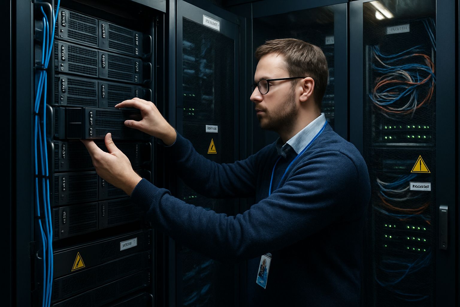 IT specialist managing secure data infrastructure for enterprise AI adoption.