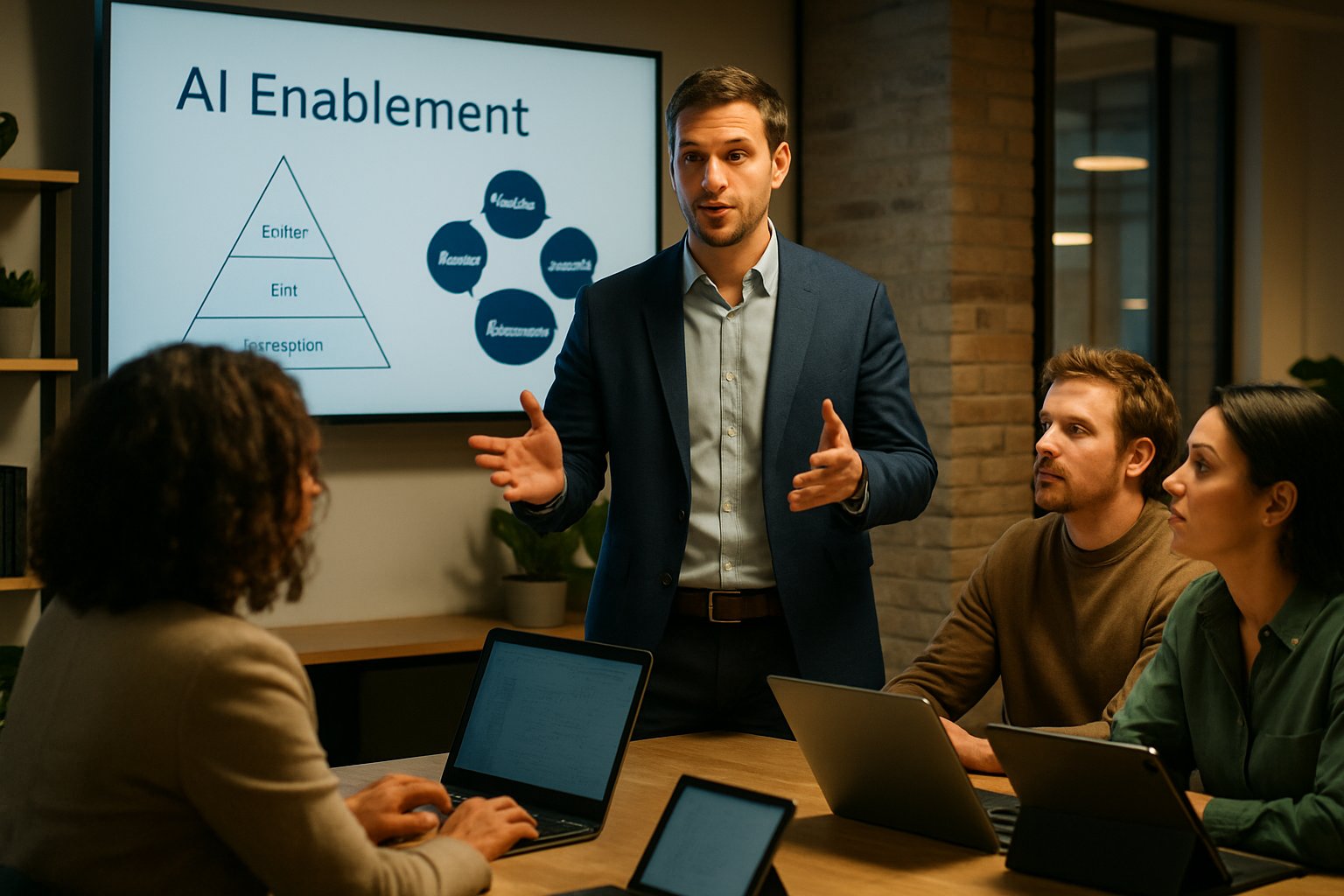 Leader trains employees in AI champions network enablement session