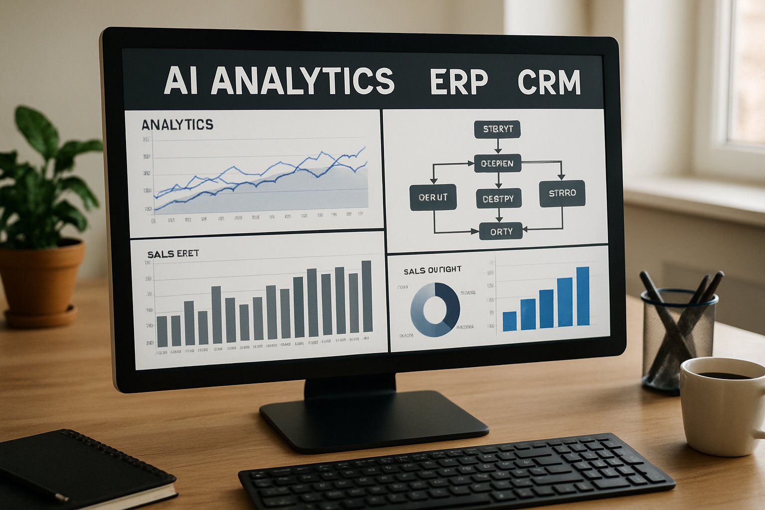 Computer screen displaying AI systems integration dashboard and workflow.