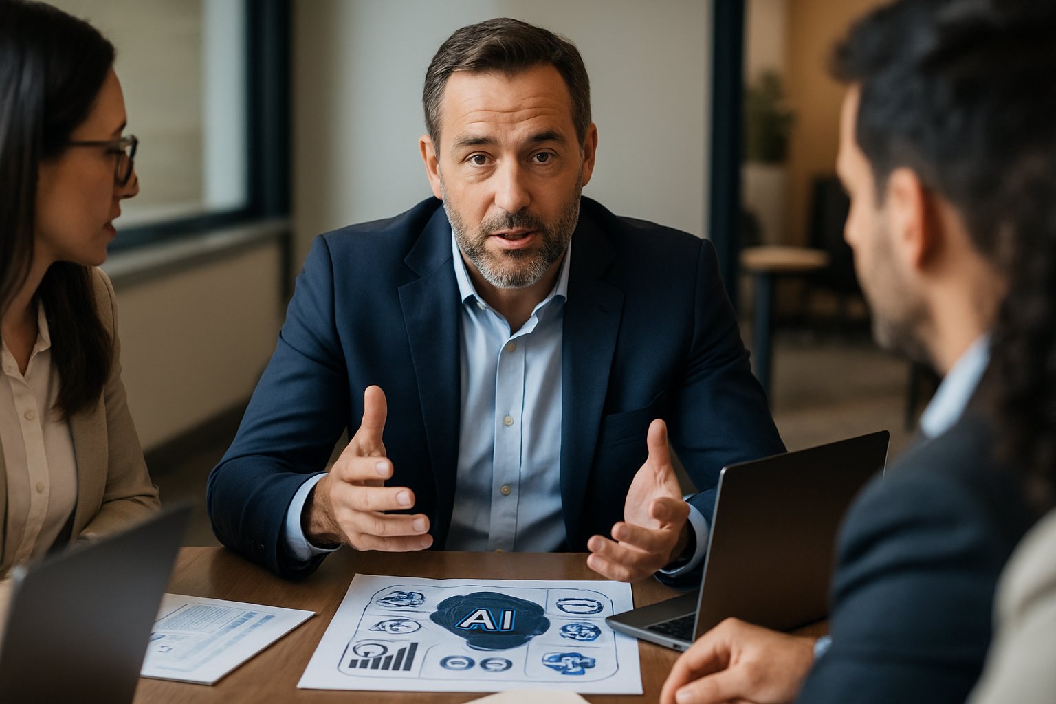 executive AI training session close-up with business leaders in discussion