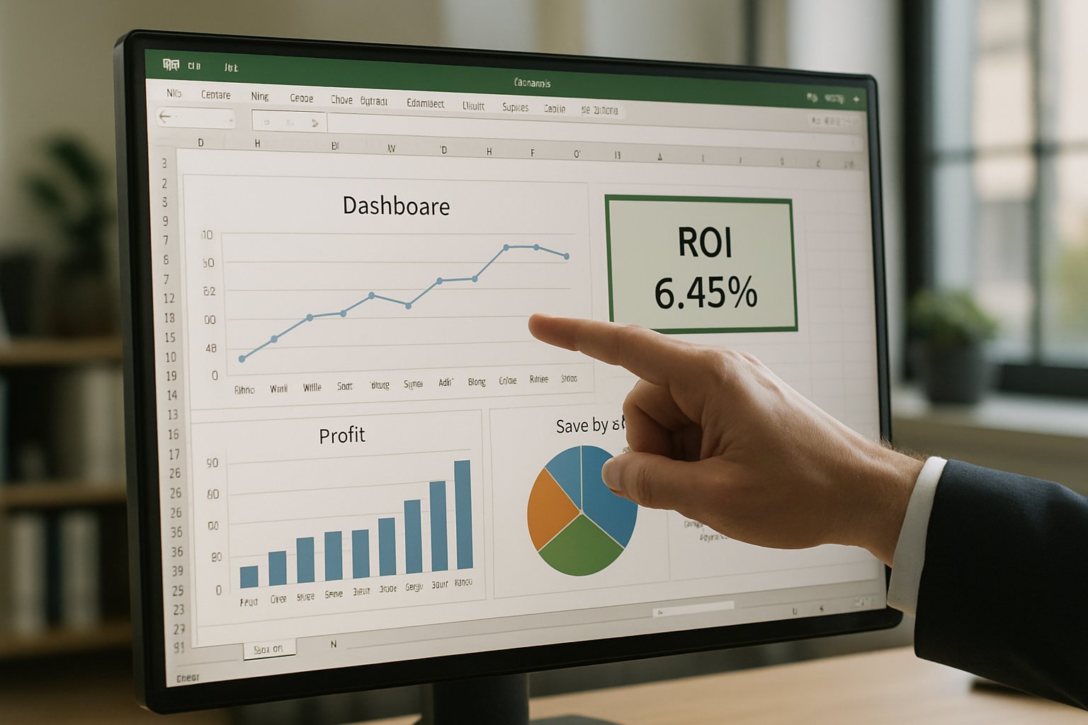 Microsoft Copilot Consulting using Excel dashboard to present ROI metrics.