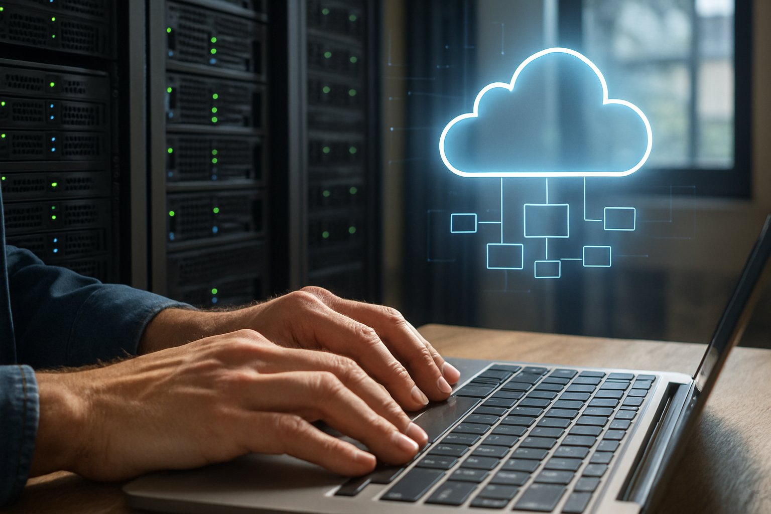 Engineer managing ai deployment across on-premise servers and cloud infrastructure.