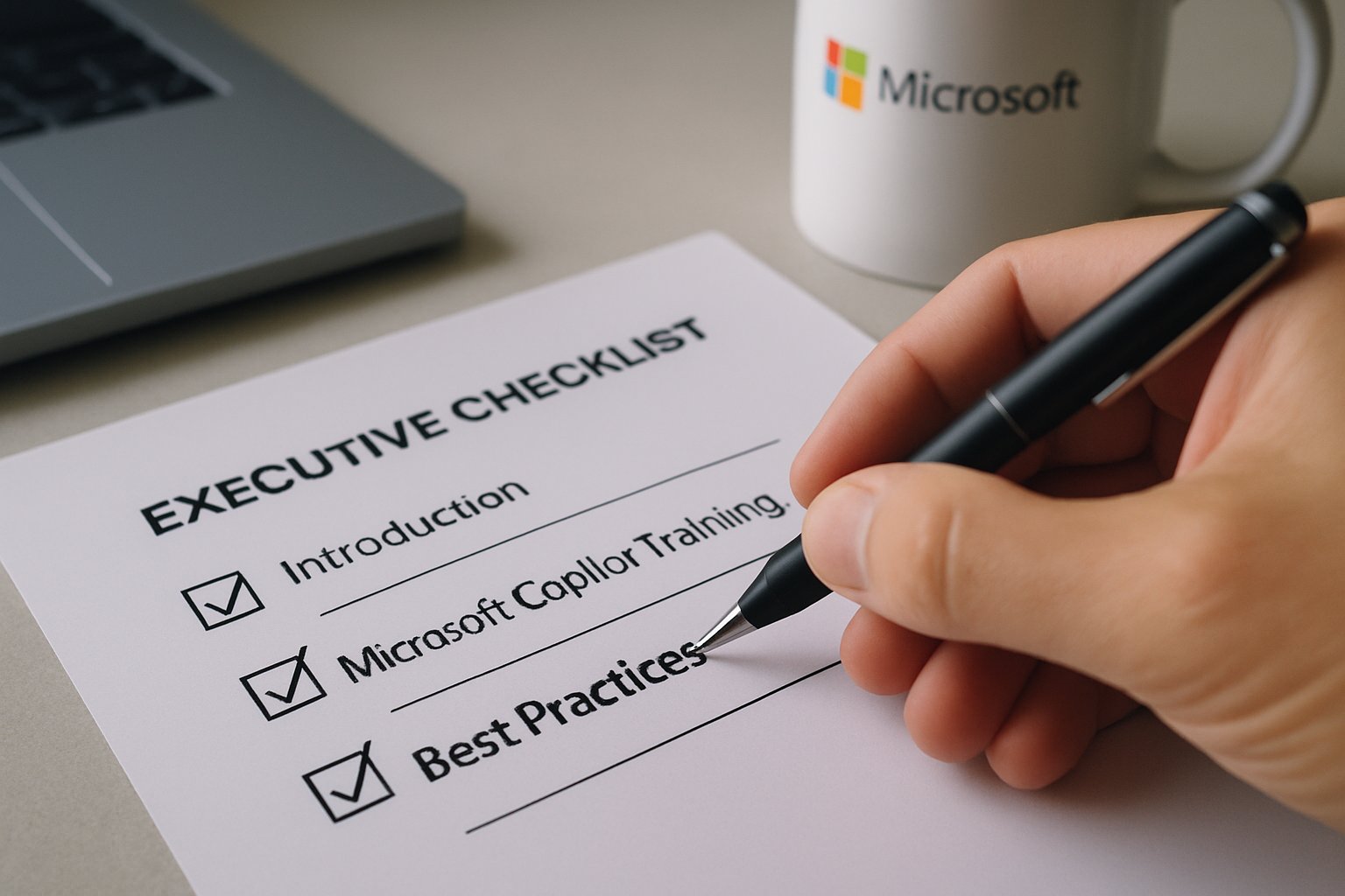 Executive reviewing Microsoft Copilot Training readiness checklist