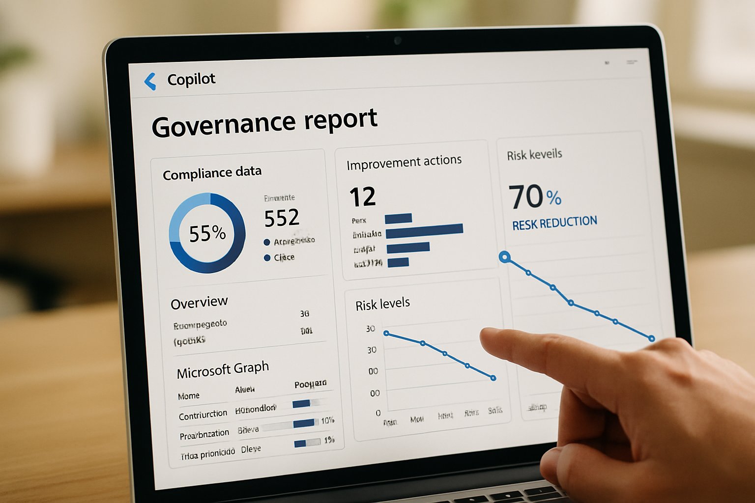 Microsoft Copilot Governance report showing 70% reduction in AI data risk.