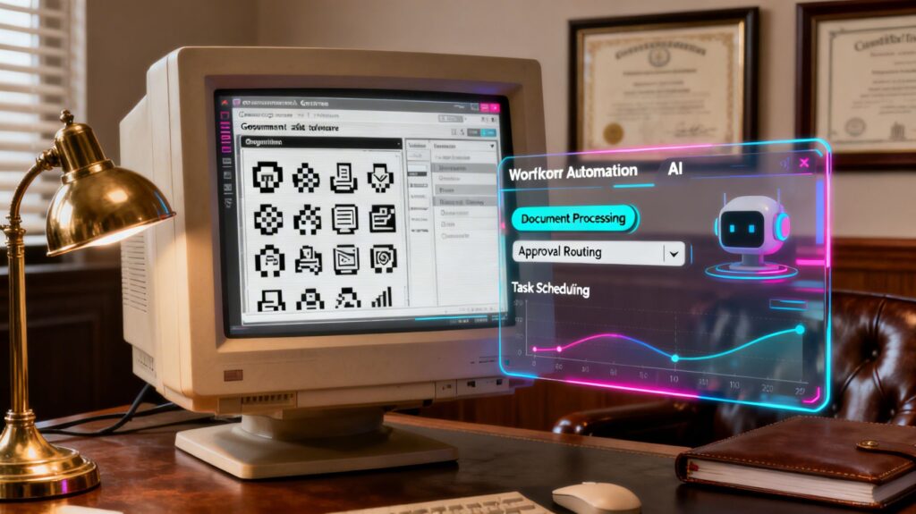 Legacy consular application enhanced with AI agent interface.