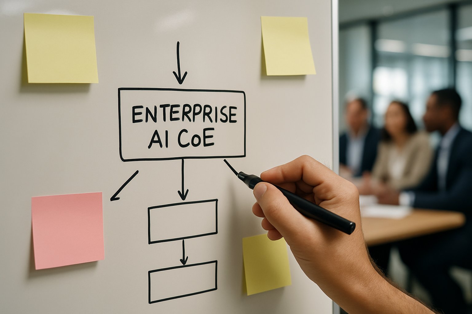 Whiteboard planning session for ai enablement enterprise center