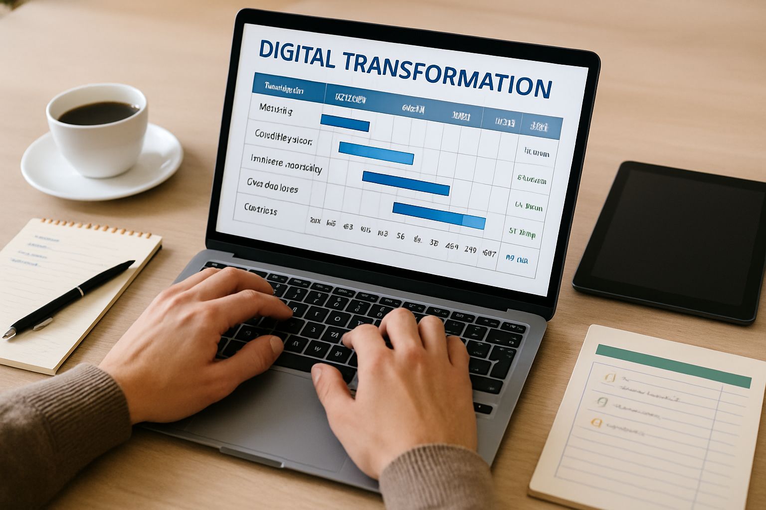 Digital transformation project milestones displayed on a project management dashboard