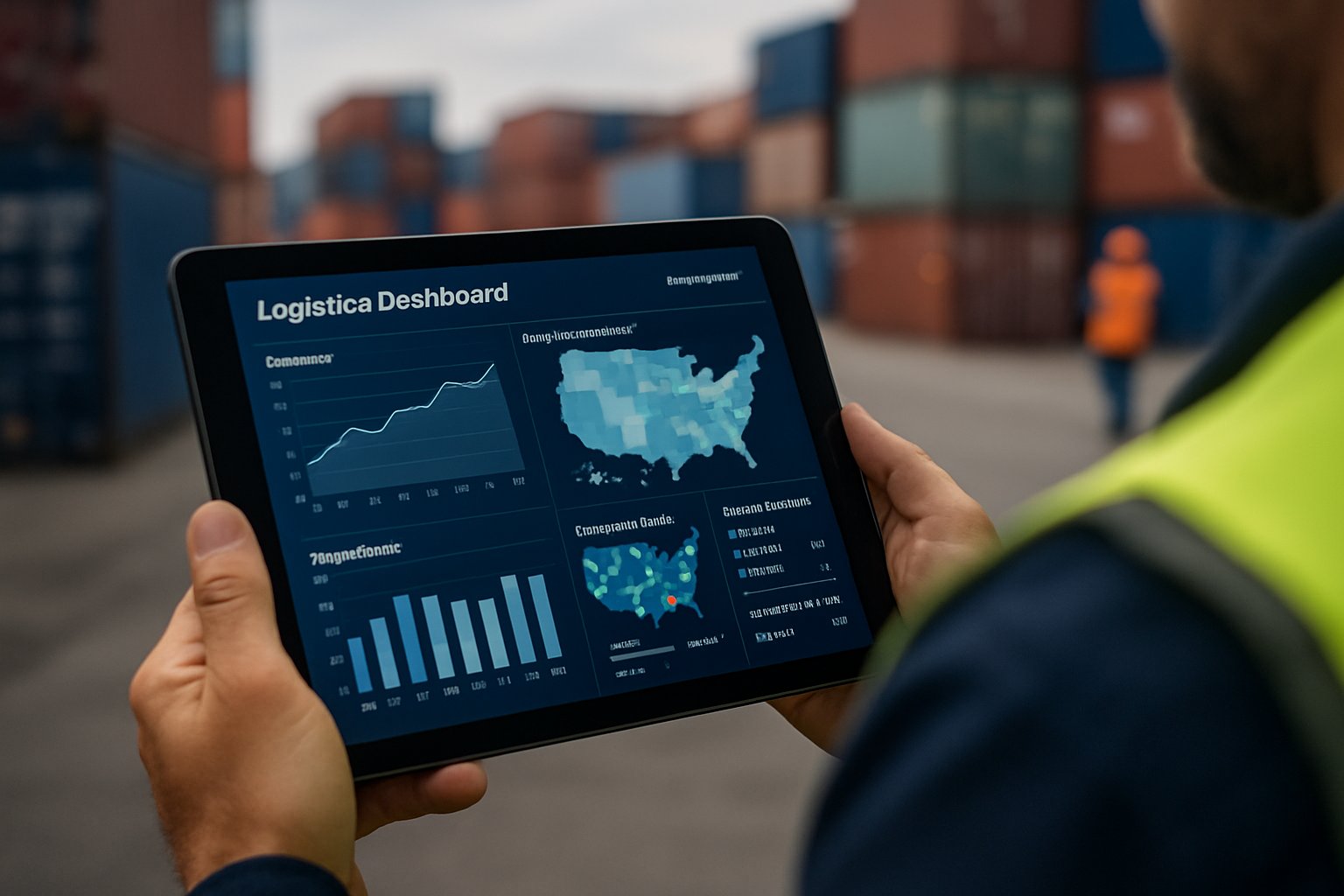 decision intelligence dashboard in use at logistics shipping yard