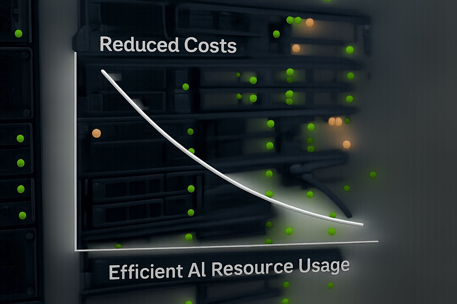 Server room representing Cloud AI infrastructure with overlay of AI resource optimization.